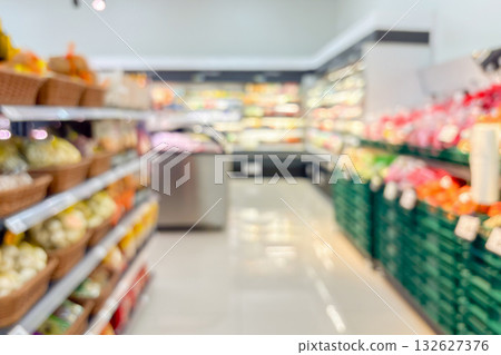 supermarket aisle and shelves blurred background 132627376