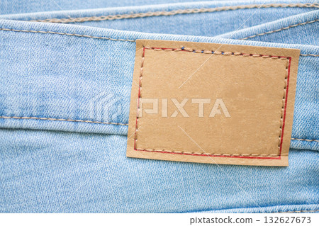 Blue Jeans denim pant with blank leather label tag 132627673