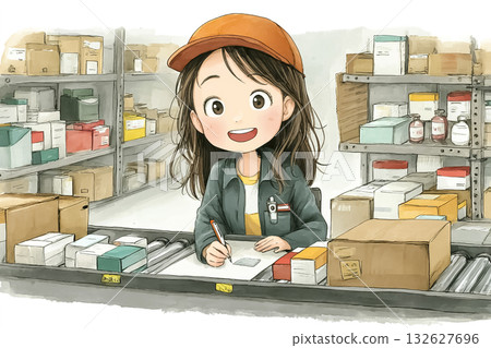 Miyu 系列：Miyu 在一家製藥公司的配送倉庫裡將藥品分類 132627696