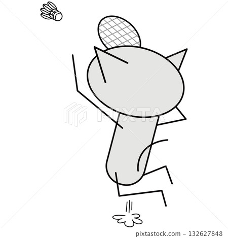 羽毛球！一隻貓在猛擊球 132627848