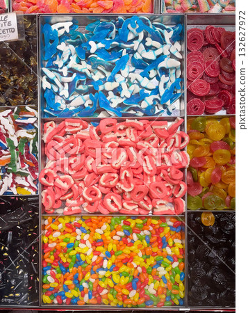 Soft candies at an Italian fair kiosk Soft candies at an Italian fair kiosk 132627972