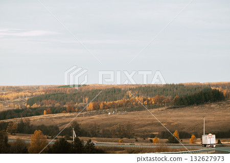 Incredibly beautiful view of the hills and autumn forest. Incredibly beautiful view of the hills and autumn forest. 132627973