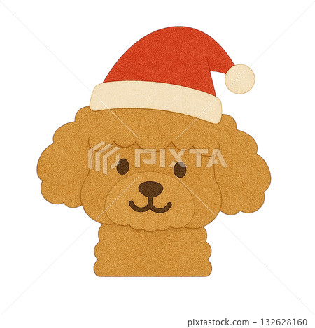 【聖誕節】一隻戴著聖誕帽的玩具貴賓犬插圖 132628160