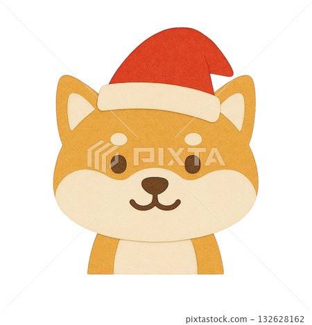 [聖誕節]戴著聖誕帽的柴犬插圖 132628162