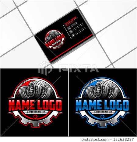 Tire repair logo template. Automotive tires shop logo design template. Tire shop. Template logo tires 132628257
