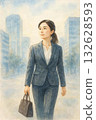 [City Grace Series] A businesswoman walking on a gentle morning 132628593
