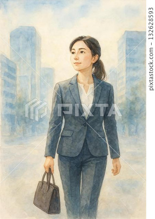 [City Grace Series] A businesswoman walking on a gentle morning 132628593