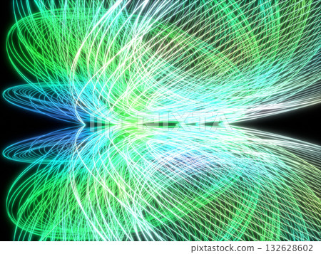 A 3DCG black background with beautiful curved green gradient light streaks A 3DCG black background with beautiful curved green gradient light streaks 132628602