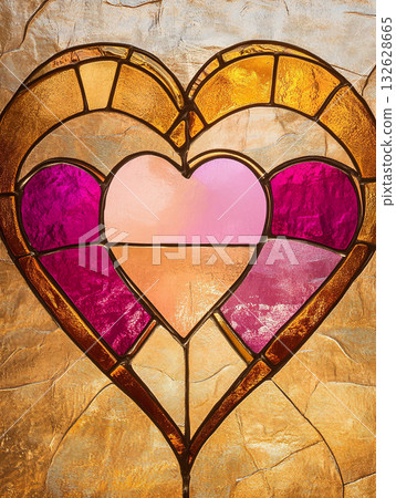帶有心形彩色玻璃的風景人工智慧影像 132628665