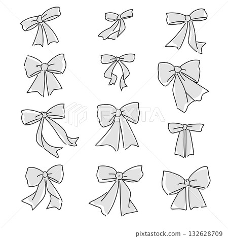 Cute ribbon illustration material gray Cute ribbon illustration material gray 132628709