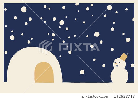 Retro vector illustration of a snowman and illuminator Retro vector illustration of a snowman and illuminator 132628718