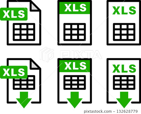 XLS file data sheet icon illustration black line XLS file data sheet icon illustration black line 132628779