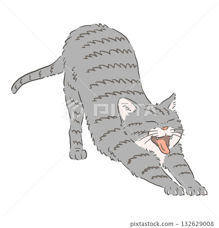 Illustration of a stretching tabby cat Illustration of a stretching tabby cat 132629008