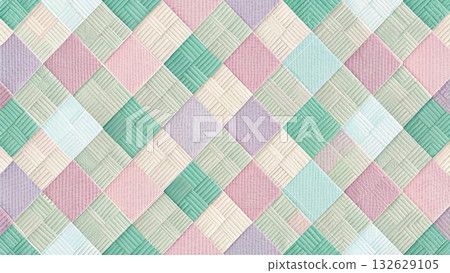 geometric patchwork textile pattern composed of rectangular blocks and woven textures background geometric patchwork textile pattern composed of rectangular blocks and woven textures background 132629105