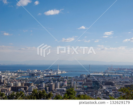 View of downtown Kobe from Hokura Shrine on a hill in Okamoto, Higashinada Ward, Kobe City View of downtown Kobe from Hokura Shrine on a hill in Okamoto, Higashinada Ward, Kobe City 132629179