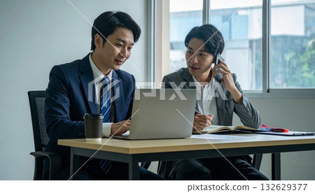 Japanese businessmen having a meeting in the office 132629377