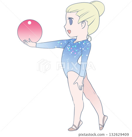 A young female rhythmic gymnast. A female rhythmic gymnast performing with a ball. Simple and cute clip art A young female rhythmic gymnast. A female rhythmic gymnast performing with a ball. Simple and cute clip art 132629409