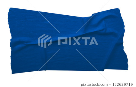 blue crumpled torn tape isolated on transparent background. 132629719