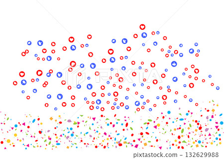 Social Media Engagement Pattern with Colorful Confetti. 132629988