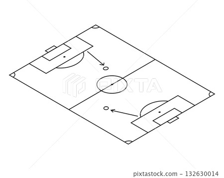 Soccer pitch football field ground vector illustration. 132630014
