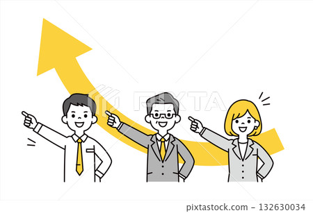 一組描繪總統和年輕男女上班族挑戰自我、朝著目標前進的上半身向量插圖。 132630034