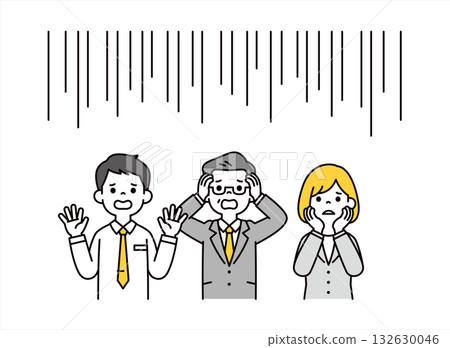 一組上半身向量插圖，描繪了一位震驚的中年總統和年輕的女性上班族。 132630046