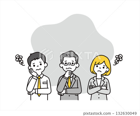 Thinking with a troubled expression, elderly manager and young male and female employees upper body vector illustration material set Thinking with a troubled expression, elderly manager and young male and female employees upper body vector illustration material set 132630049
