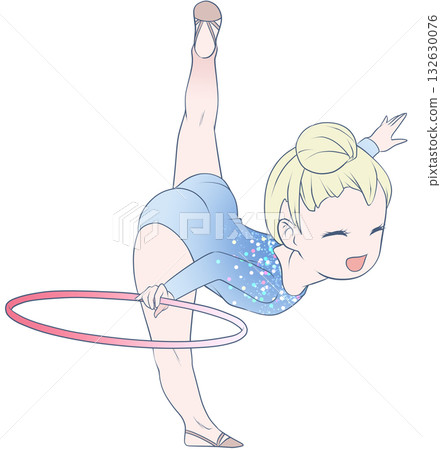 A young female rhythmic gymnast. A female rhythmic gymnast performing a hoop routine. Simple and cute clip art A young female rhythmic gymnast. A female rhythmic gymnast performing a hoop routine. Simple and cute clip art 132630076
