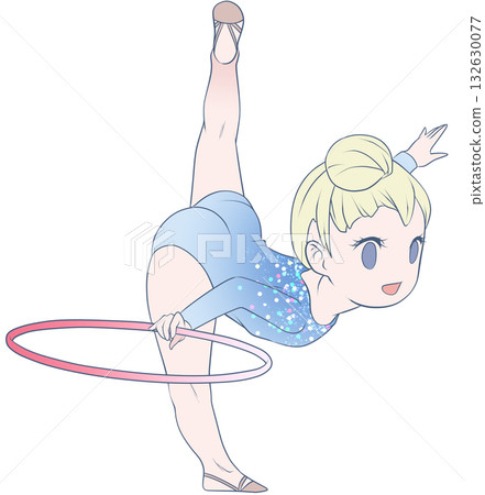 A young female rhythmic gymnast. A female rhythmic gymnast performing a hoop routine. Simple and cute clip art A young female rhythmic gymnast. A female rhythmic gymnast performing a hoop routine. Simple and cute clip art 132630077