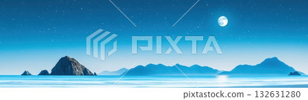 Breathtaking moonlit seascape with rugged islands and calm reflective waters under a starry night sky Serene and atmospheric coastal landscape at twilight Breathtaking moonlit seascape with rugged islands and calm reflective waters under a starry night sky Serene and atmospheric coastal landscape at twilight 132631280