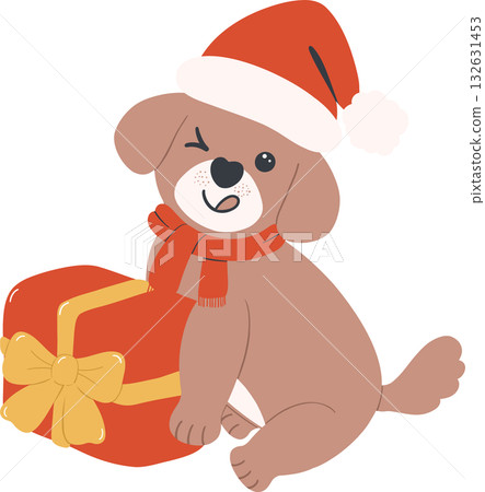 christmas dog flat design element for holiday decoration and greeting cards christmas dog flat design element for holiday decoration and greeting cards 132631453