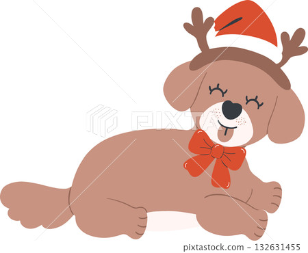 christmas dog vector art element for winter holiday pet themes 132631455