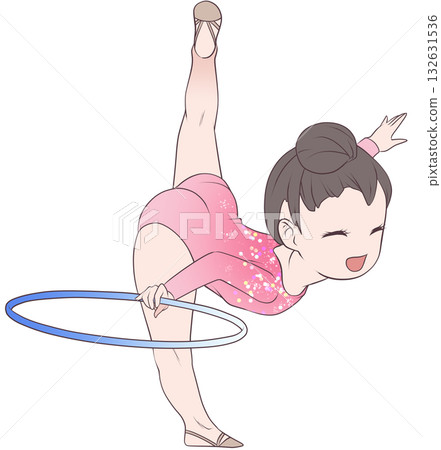 A young female rhythmic gymnast. A female rhythmic gymnast performing a hoop routine. Simple and cute clip art A young female rhythmic gymnast. A female rhythmic gymnast performing a hoop routine. Simple and cute clip art 132631536