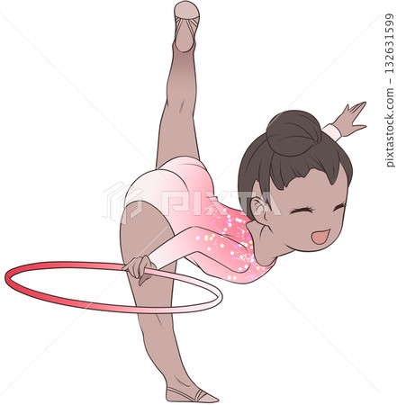 A young female rhythmic gymnast. A female rhythmic gymnast performing a hoop routine. Simple and cute clip art A young female rhythmic gymnast. A female rhythmic gymnast performing a hoop routine. Simple and cute clip art 132631599