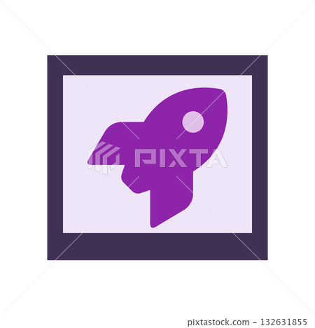 Simple purple rocket icon in flat design 132631855
