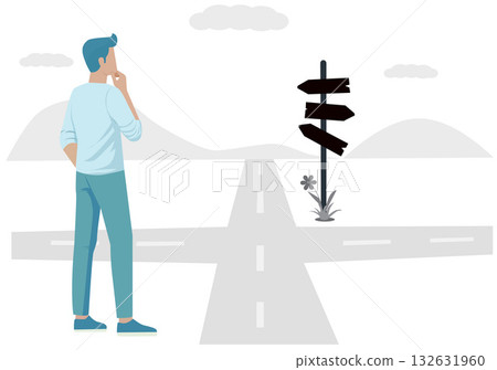 Man at Crossroads Making Decision Man at Crossroads Making Decision 132631960