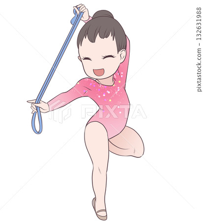 A young female athlete performing rhythmic gymnastics. A female rhythmic gymnast performing rope routines. Simple and cute clip art A young female athlete performing rhythmic gymnastics. A female rhythmic gymnast performing rope routines. Simple and cute clip art 132631988