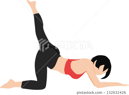 Illustration set of a woman on a diet (stretching) Illustration set of a woman on a diet (stretching) 132632426