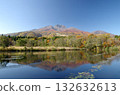Mt. Myoko in autumn reflected in Imori Pond, horizontal position Mt. Myoko in autumn reflected in Imori Pond, horizontal position 132632613