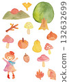 Autumn nature, food and girl set 132632699
