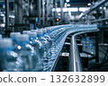 Automated bottled beverage production line (fast and clean manufacturing process) 132632899