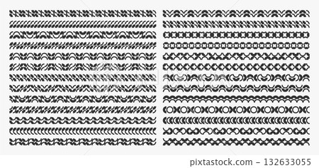 Style flat line abstract stripe divider design set 132633055