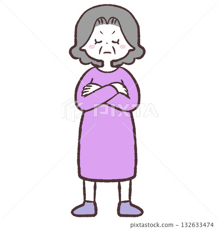 一位老年女性的站立姿勢插圖 132633474