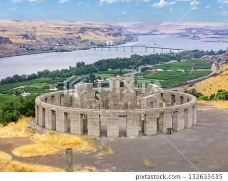 Stonehenge Memorial Overlooking Columbia river Stonehenge Memorial Overlooking Columbia river 132633635