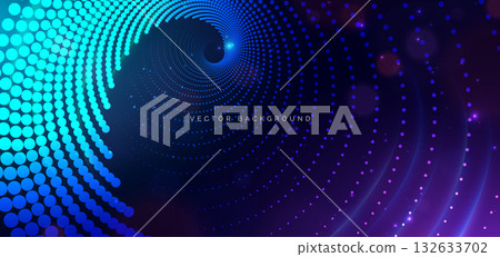 Futuristic glowing dotted with lighting effect sparkle on dark background. Galaxy concept. 132633702