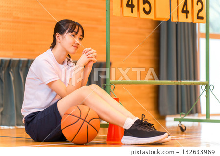 School club activities, girls cheering for the basketball club, sports festival, class match, tournament, game School club activities, girls cheering for the basketball club, sports festival, class match, tournament, game 132633969