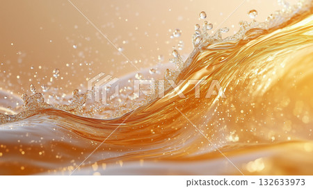 Orange liquid wave. Abstract and dynamic background material 132633973