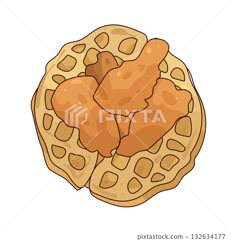 illustration of Chicken and Waffles illustration of Chicken and Waffles 132634177