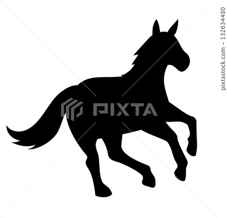 Running horse silhouette illustration 132634480