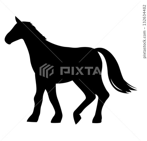 Walking horse silhouette illustration 132634482